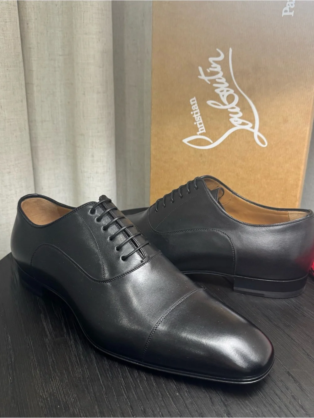 Christian Louboutin Greggo Lace-Up Dress Shoes Leather Black 43
